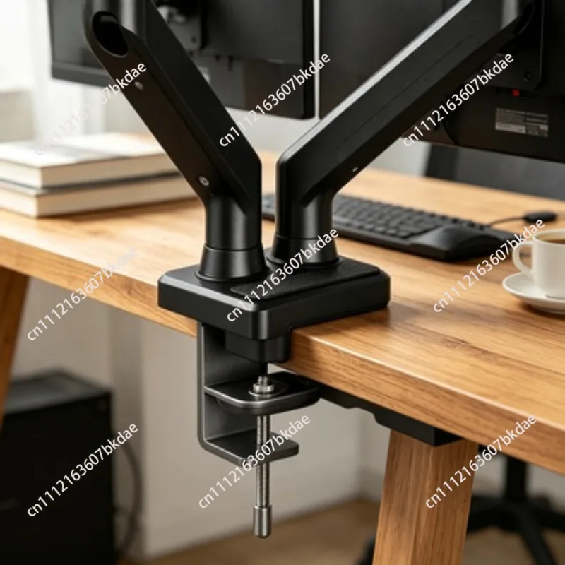 32‑Inch Adjustable Dual‑Display Stand 360 Degree Rotatable Holder Bracket Desk Clamp Mount For Home Office Desktop Workstation