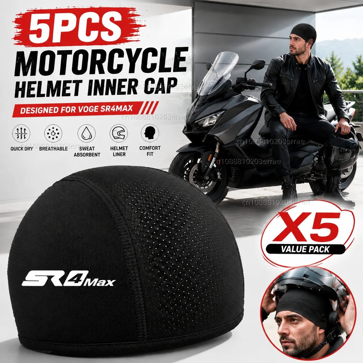 

5pcs Motorcycle Helmet Inner Cap Hat Quick Dry Breathable Hat Racing Cap Thin For VOGE SR4MAX SR4 MAX sr4max 2022 2023 2024 2025