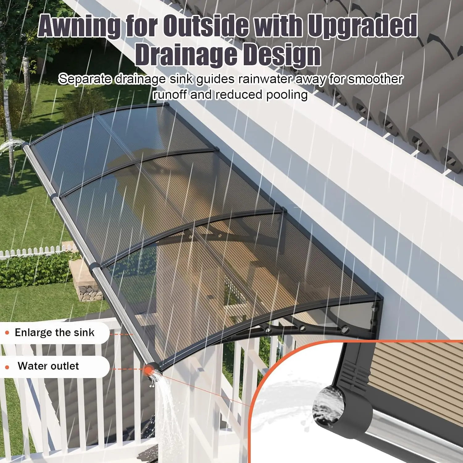 Door Awnings Exterior, 32x40in UV/Rain/Snow Proof Awning for Outside