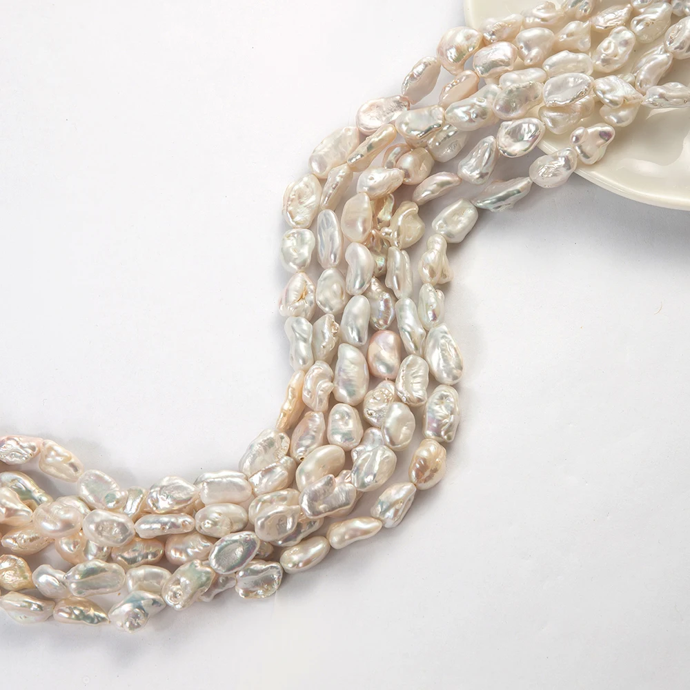 11-13mm Irregular Pearls Cultured Baroque Freshwater Pearl White Beads Jewelry Handmade Making DIY Necklace Bracelet Earring