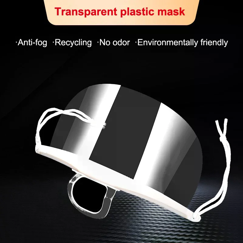 

10/20/30Pcs Reusable Transparent Anti-fog Mask Cover Plastic Open Face Guard Restaurant School Plastic Anti-saliva Mouth Shield