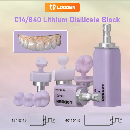 Imagen 1 del producto Bloques de disilicato de litio Dental Lodden C14/B40 bloques de cubos de cerámica de vidrio para sistema CAD CAM Sirona Cerec LT/MT/MO/HT