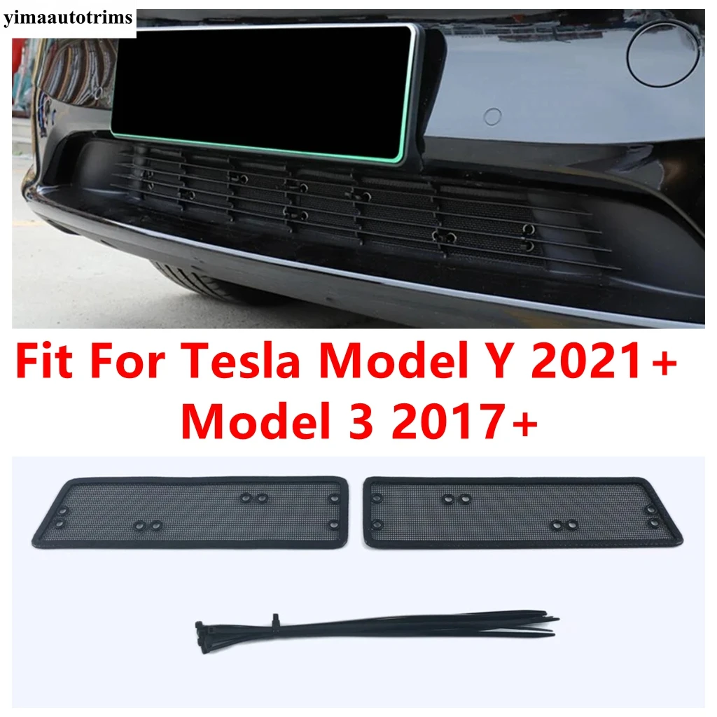 

Front Insect Net Car Screenning Grill Grille Mesh Protection Cover Accessories For Tesla Model Y 2021 2022 / Model 3 2017 - 2021