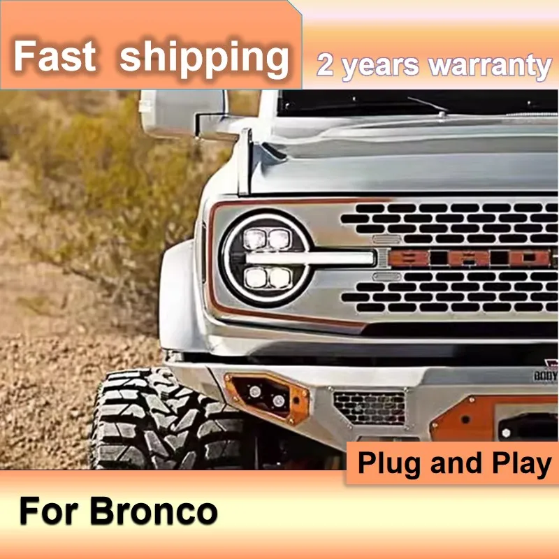 Car Accessories for Ford Bronco Sport Head Light 2020-2023 Bronco Headlights DRL Turn Signal High Beam Projector Lens