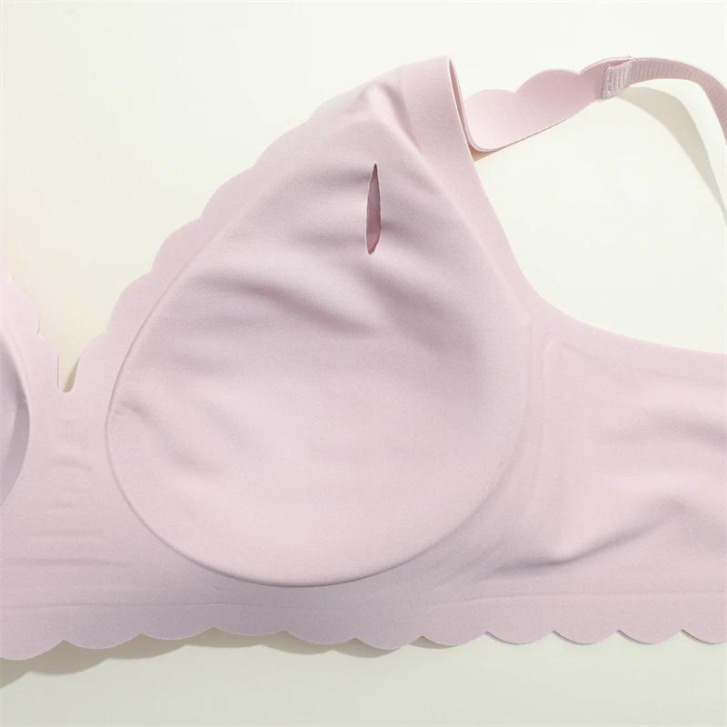 Damen-BH mit Wellenrand, kabellos, nahtlos, bequem, mit herausnehmbaren Polstern, verstellbaren Trägern, rückenfrei, atmungsaktiv, Bralette – Detail 19