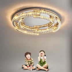 Lustre moderno de cristal led lâmpada do teto foyer aço brilhante led luminarias quarto conduziu a luz teto casa deco luminárias interiores