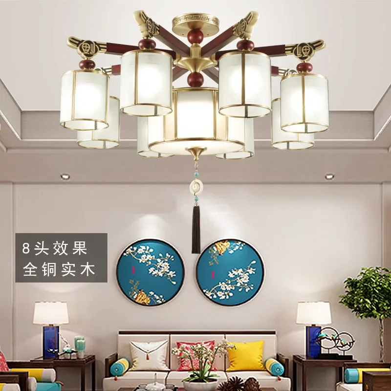النمط الصيني الجديد، الثريا، جميع النحاس، ضوء غرفة المعيشة، النمط الصيني، غرفة النوم، غرفة الطعام، الغلاف الجوي، المنزلية