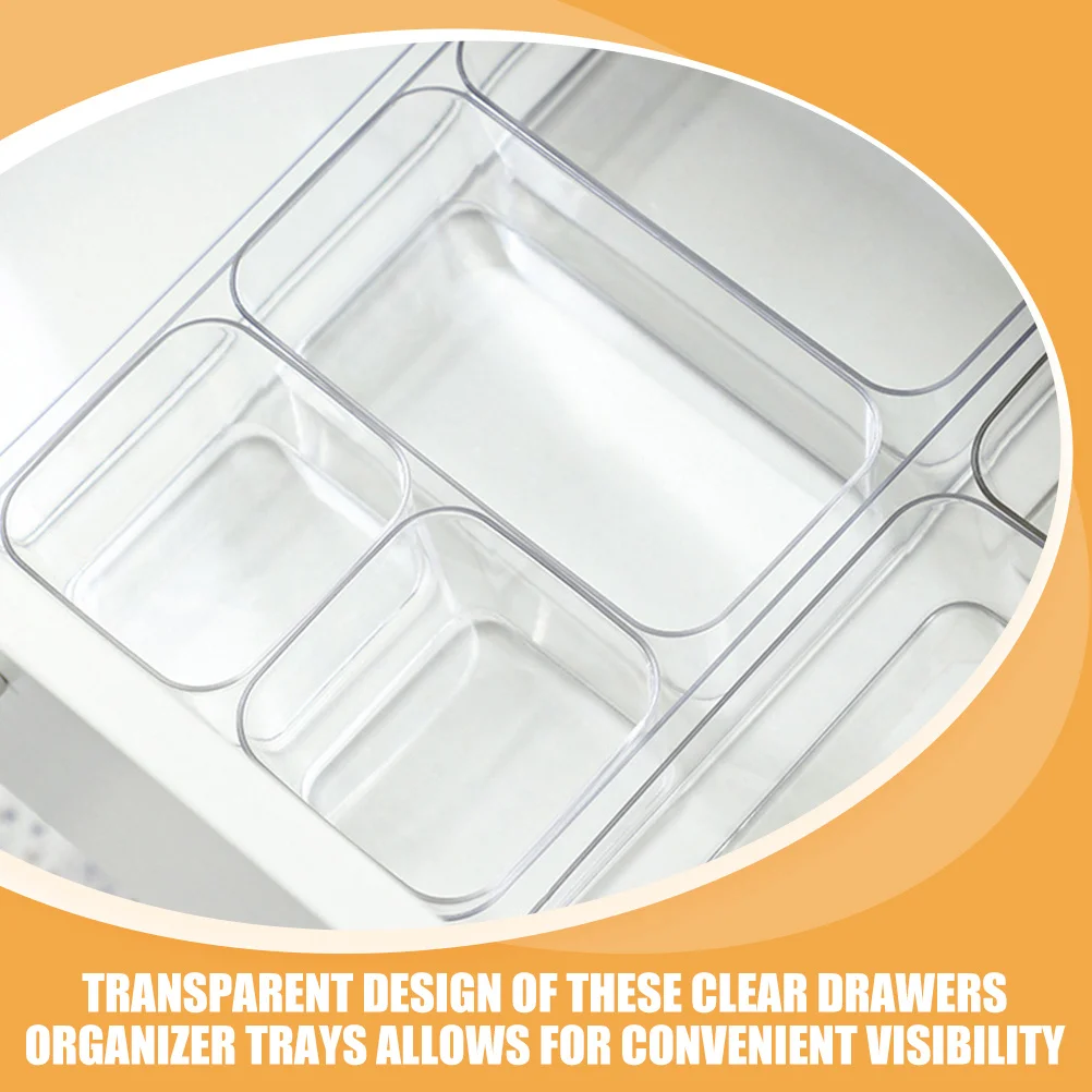 

1Set Clear Drawer Organizer Boxes Multi Size Storage Bins Divider Makeup Vanity Desk Organizers for Cosmetics Stationery