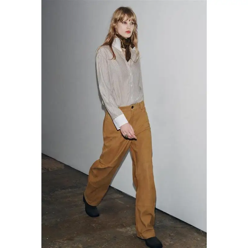 Casual sle listrado longo sve commute irt assimétrico bainha cor blo faionable outono workwear respirável pele-amigável