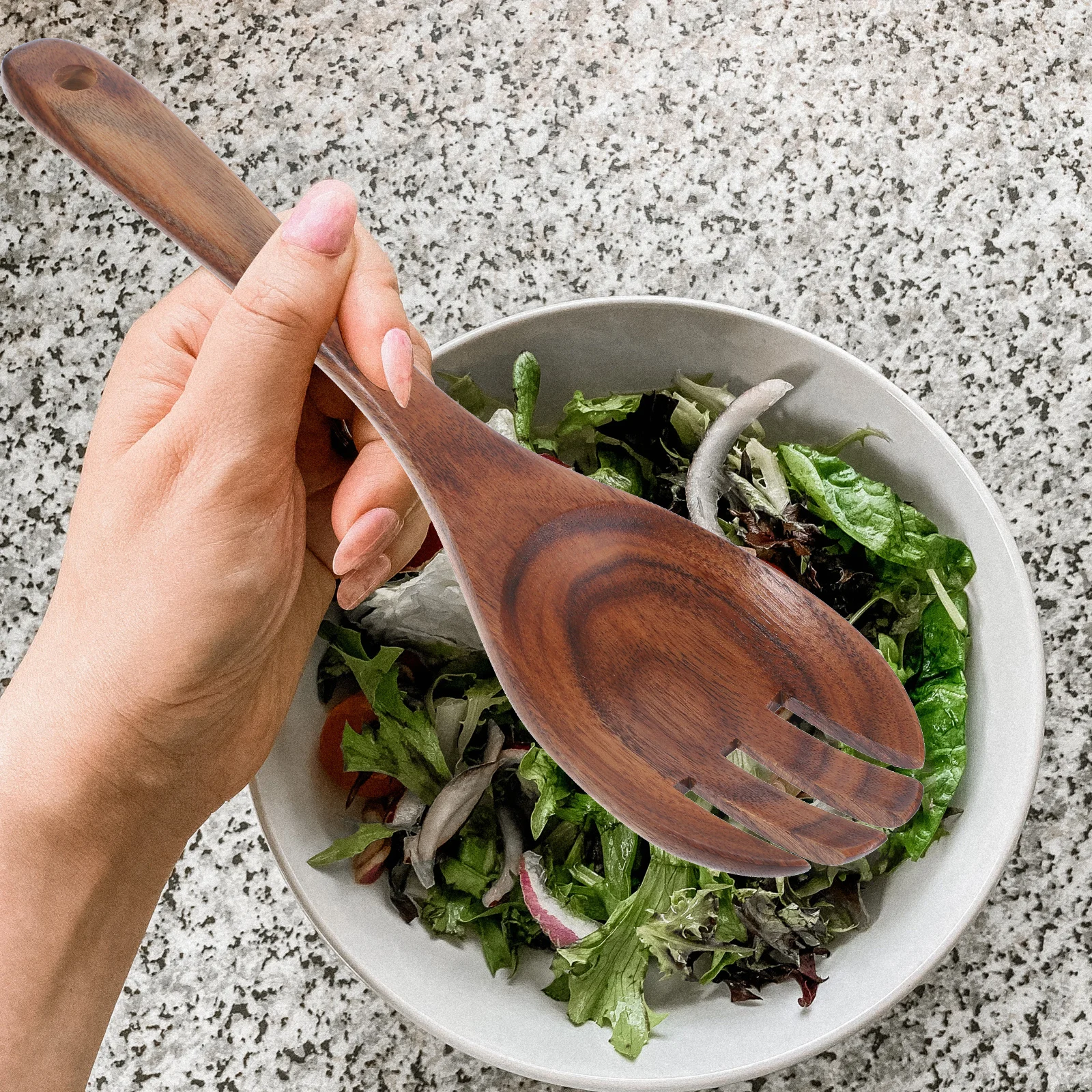 

Acacia Fork Spoon Salad Serving Utensils Eco Friendly Non Toxic Tableware for Dish Bowl Cup Kitchen Tools Gift Idea for Mom