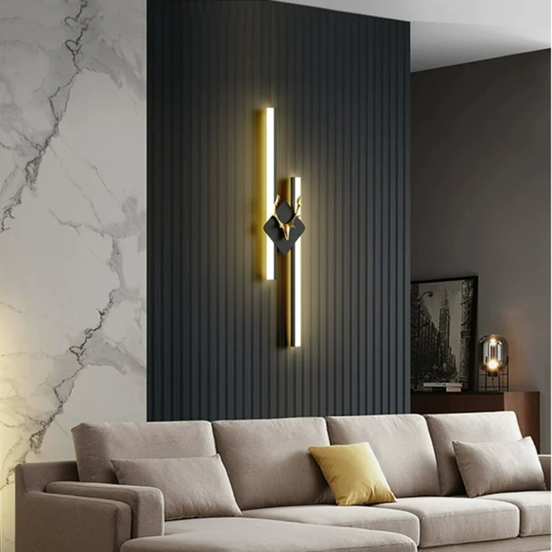 LED Bedroom Wall Lamp Wall Sconces Copper Line Pipe Acrylic Lampshade Indoor Lighting for Living Room Corridor Light Fixture