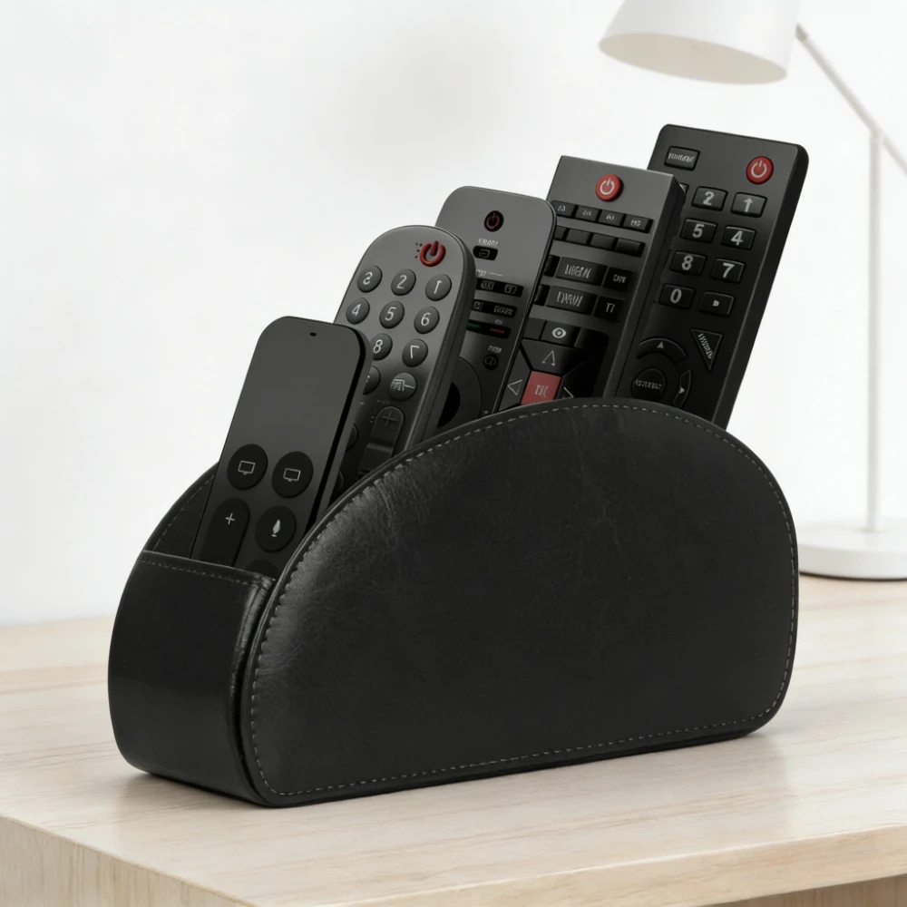 5 Compartments Remote Control Box Living Room Desktop Storage Box PU Leather Air Conditioner TV Remote Control Bracket Storage