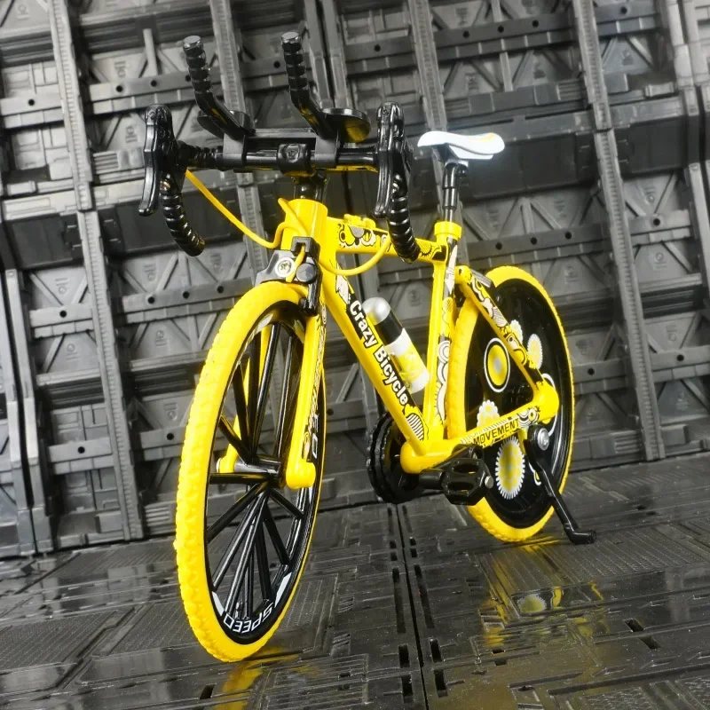 Mini bicicleta de aleación de Metal para niños, modelo de bicicleta de montaña de carreras con dedos de Metal fundido a presión, plegable, adornos de ciclismo, juguetes de colección para niños, 1:8