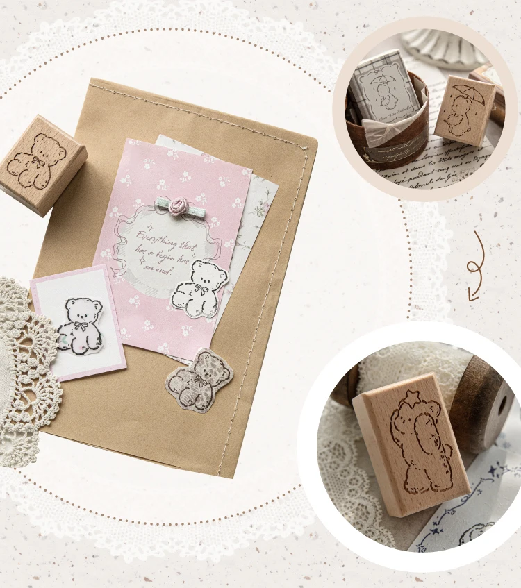 Cartoon-Bären-Puppen-Design Holzstempel DIY Bastelbedarf Scrapbooking-Material Schreibwaren-Siegel für Hobby-Dekoration – Detail 5