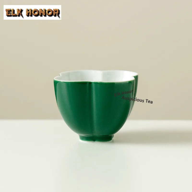 2pc/lot Jade Green Teacup Vintage Tea Bowl Tea Pair Tea-tasting Smelling Cup Jianzhan Master Cup Chinese Tableware Crafts 40ml