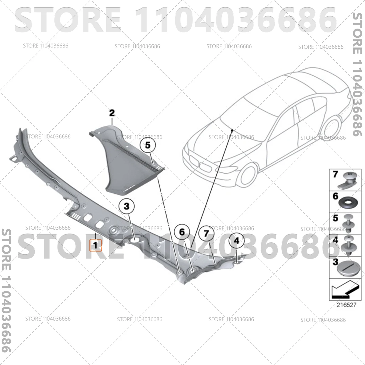 Für 2010-2017 F10 BMW 528i 528iX 535d 535dX 535i 535iX 550i 550iX Windschutzscheibe Gugel Panel Abdeckung LHD 51717203124 / RHD 51717203125 – Detail 6