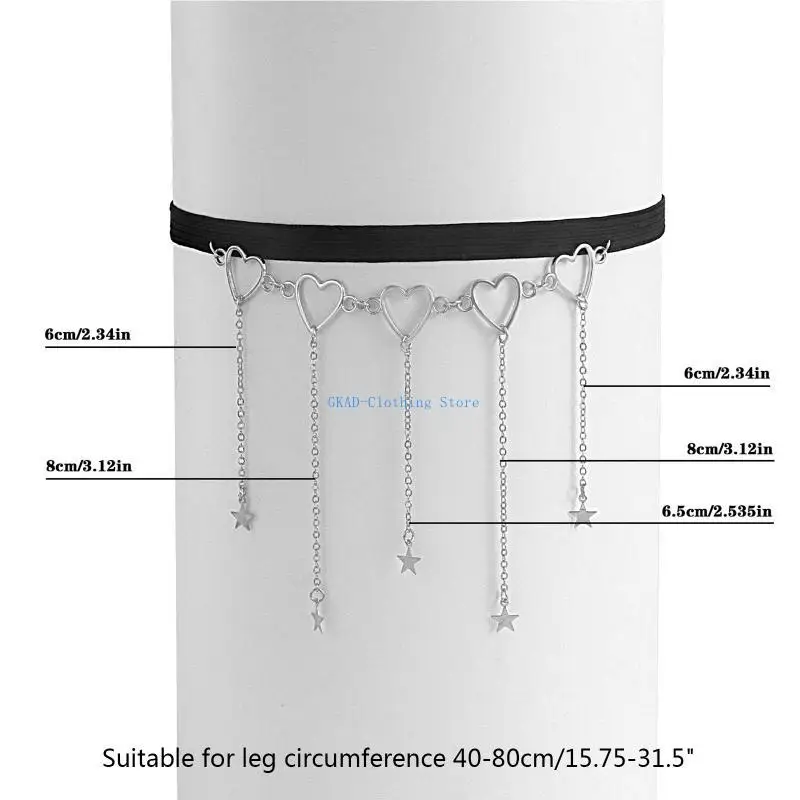 N0PE مثير الفخذ سلسلة الرباط استرخى القلب ستار شرابة الفخذ سلسلة مطاطا مثير الجسم سلسلة مجوهرات ملهى ليلي حفلة للنساء #6