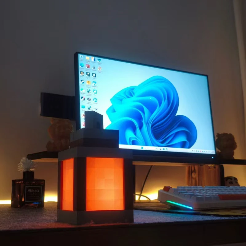 Pixel Style Night Light Portable Lantern Tabletop Ornament 16 Colors Lantern DIY Interior Decoration Festival Atmosphere Light