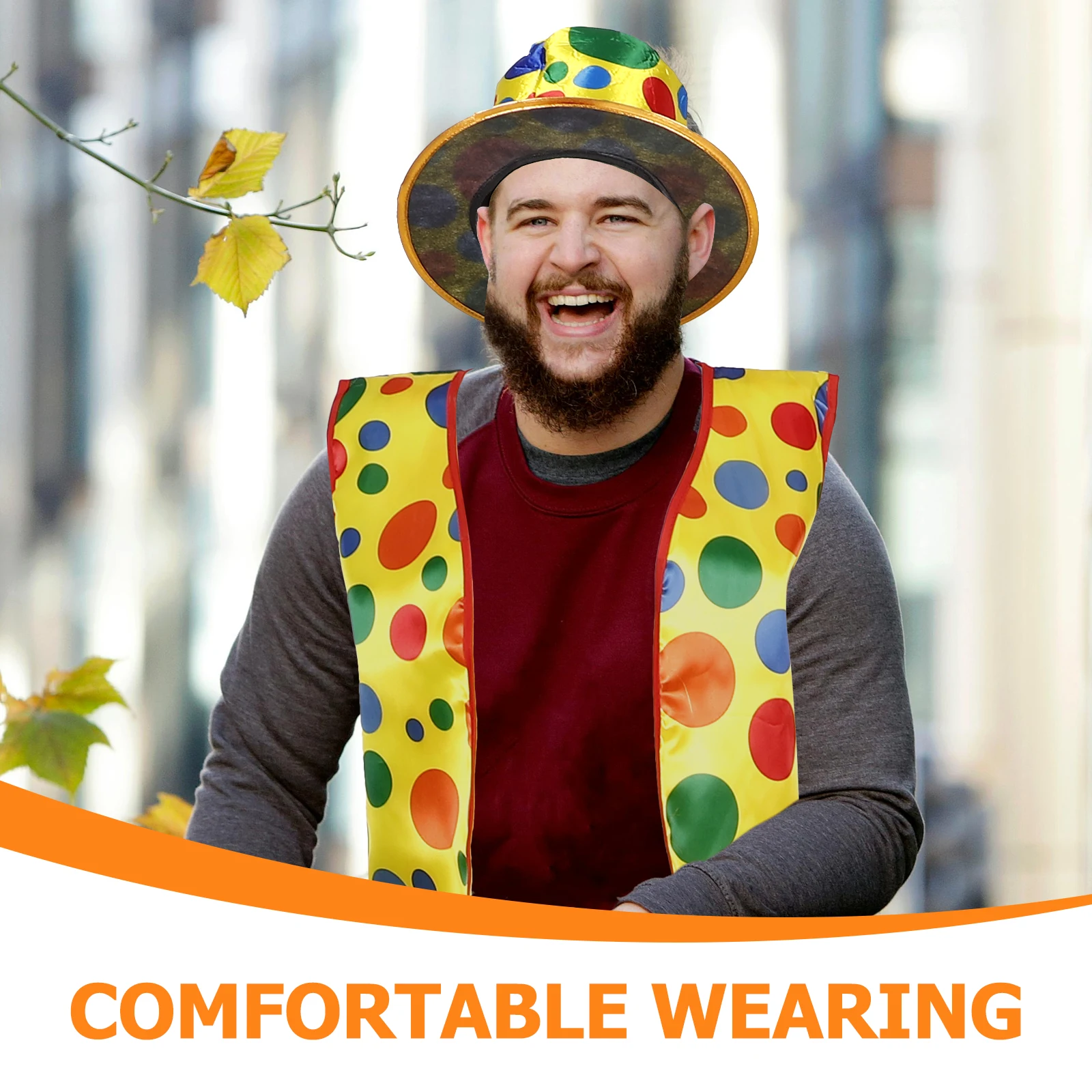 

Clown Dress up Suit Costume Supplies Vest Accessories for Men Nose Prop Cosplay Set Carnival Photo Booth Props