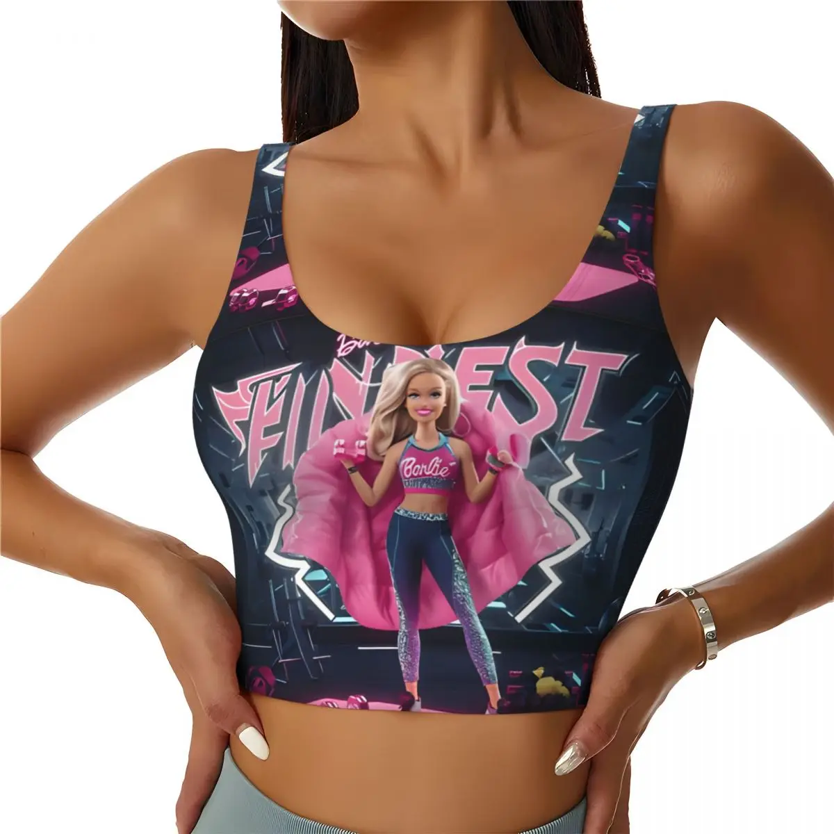 Fitness Barbie Barbell Gym Yoga Crop Tank Tops Pantalones cortos de entrenamiento Sujetador Fitness para mujer Trajes para correr