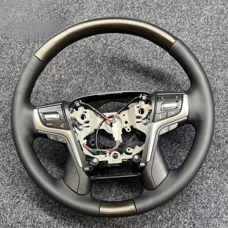 For Toyota Prado Land Cruiser LC80 Alphard Hilux Crown Modified Wood Grain Steering Wheel Assembly With Horn Shell view 2