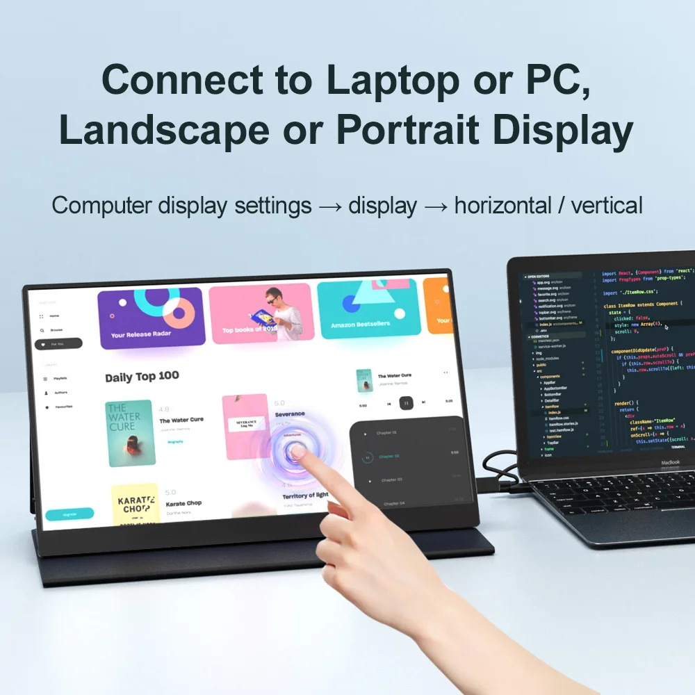 15.6 Inch IPS Portable Monitor 1920 x 1080 Touch Screen LCD Gaming HDMI USB C Display For PC Laptop Switch X-BOX PS4 Phone