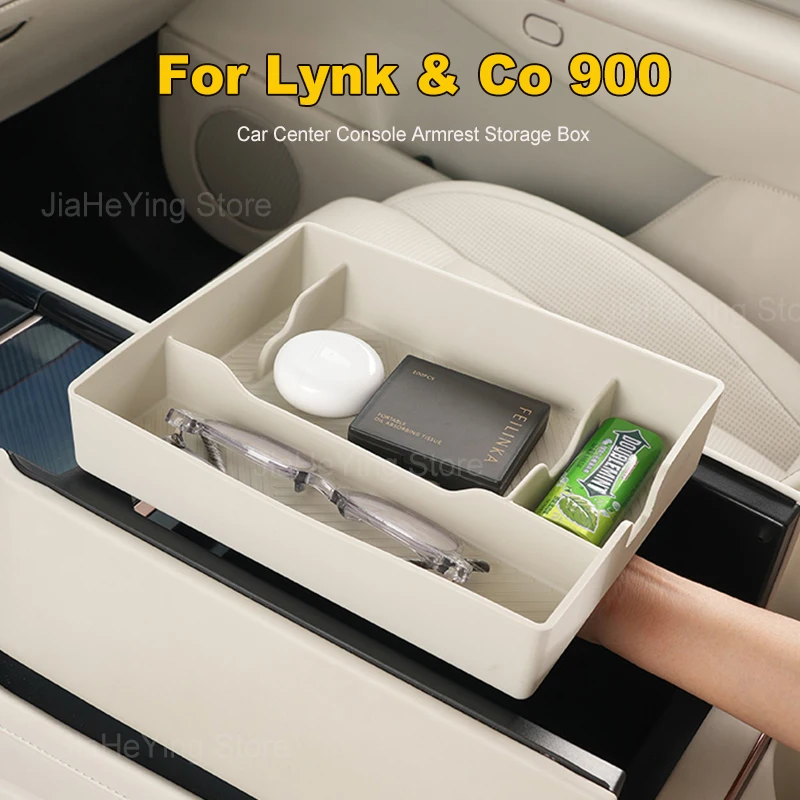 

For Lynk Co 900 Silicone Car Armrest Storage Box Organizer Case Interior Accessories Anti-Slip Center Console Storage Tray