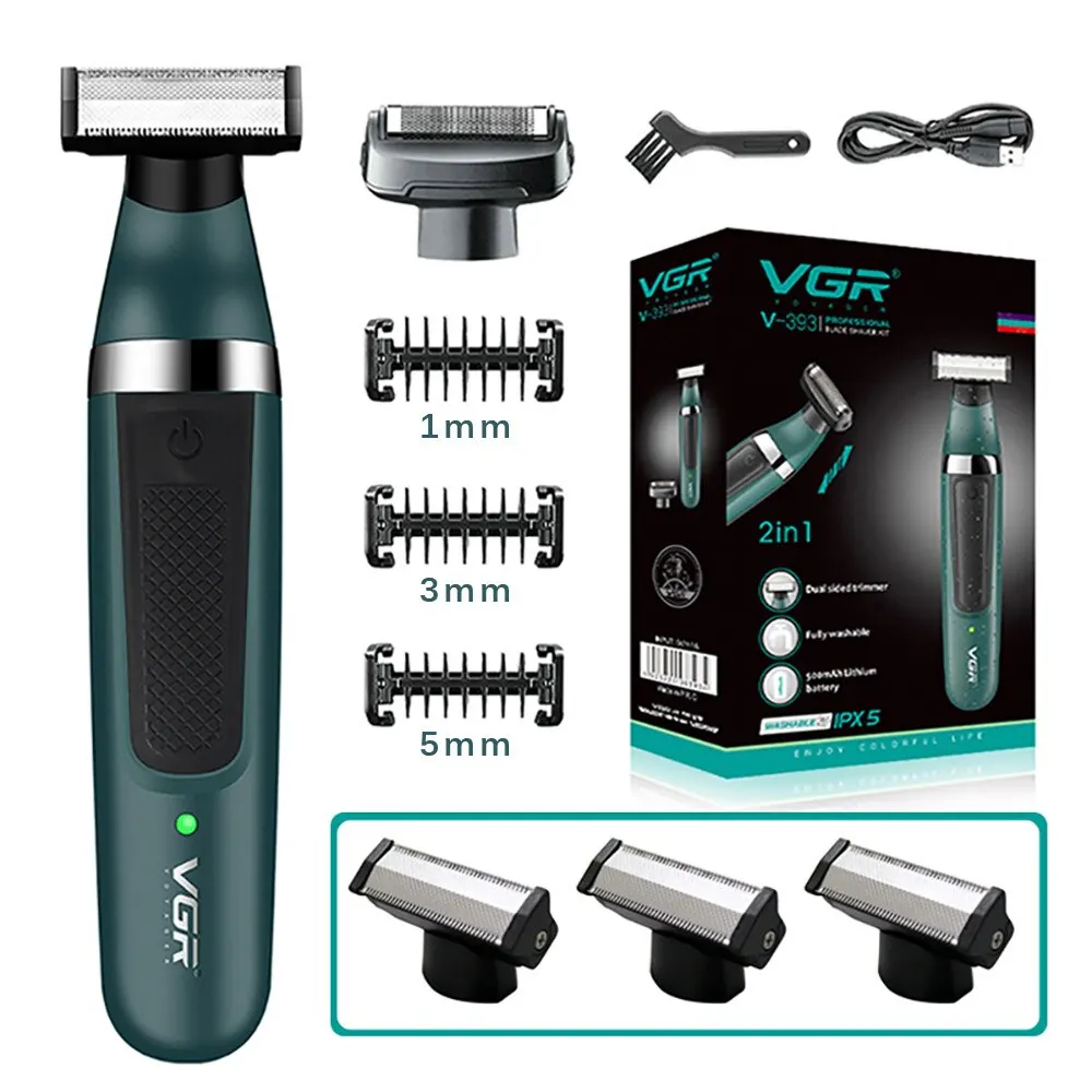 VGR Electric Shaver Hair Trimmer Professional 2 in 1 Shaver Razor Waterproof Beard Trimmer Household Hair Shaving for Men V-393