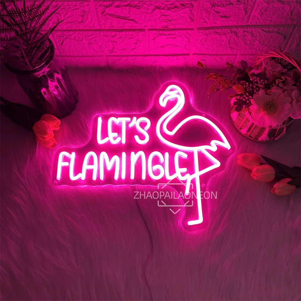 

Let's Flamingle Неоновая вывеска Светодиодная настенная комната Вечеринка Бар Декор Светодиодные неоновые огни Вывеска для украшения бара, клуба, паба, ночника, вывески USB