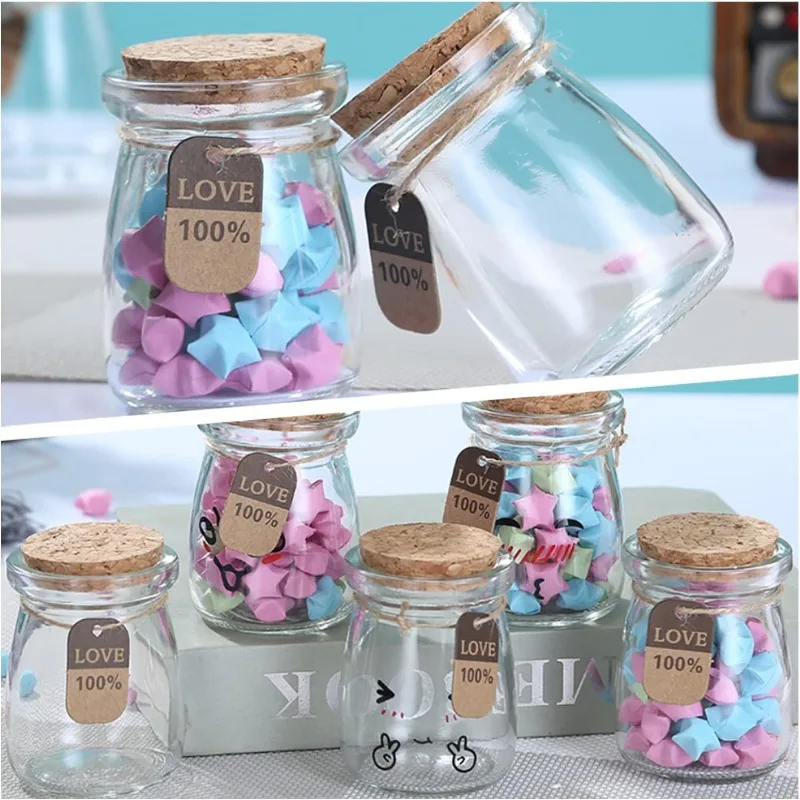 10 pcs Glass Wedding Party Favor Jars with Cork Lids Label Tags and String for Candy Spices Seashell Collection Candle Making