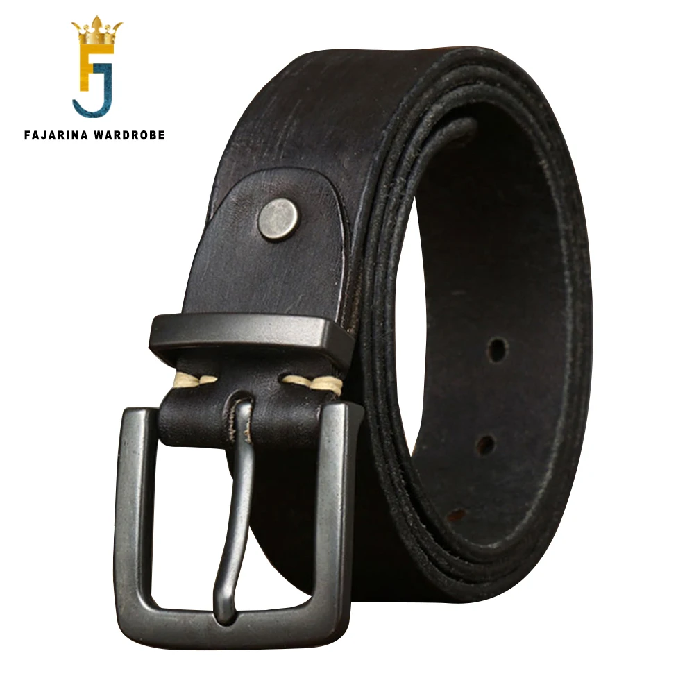 

FAJARINA Top Quality Personality Design Men's Cow Genuine Leather Belt Western Retro Styles Cowskin Pin Belts Jeans N17FJ1218