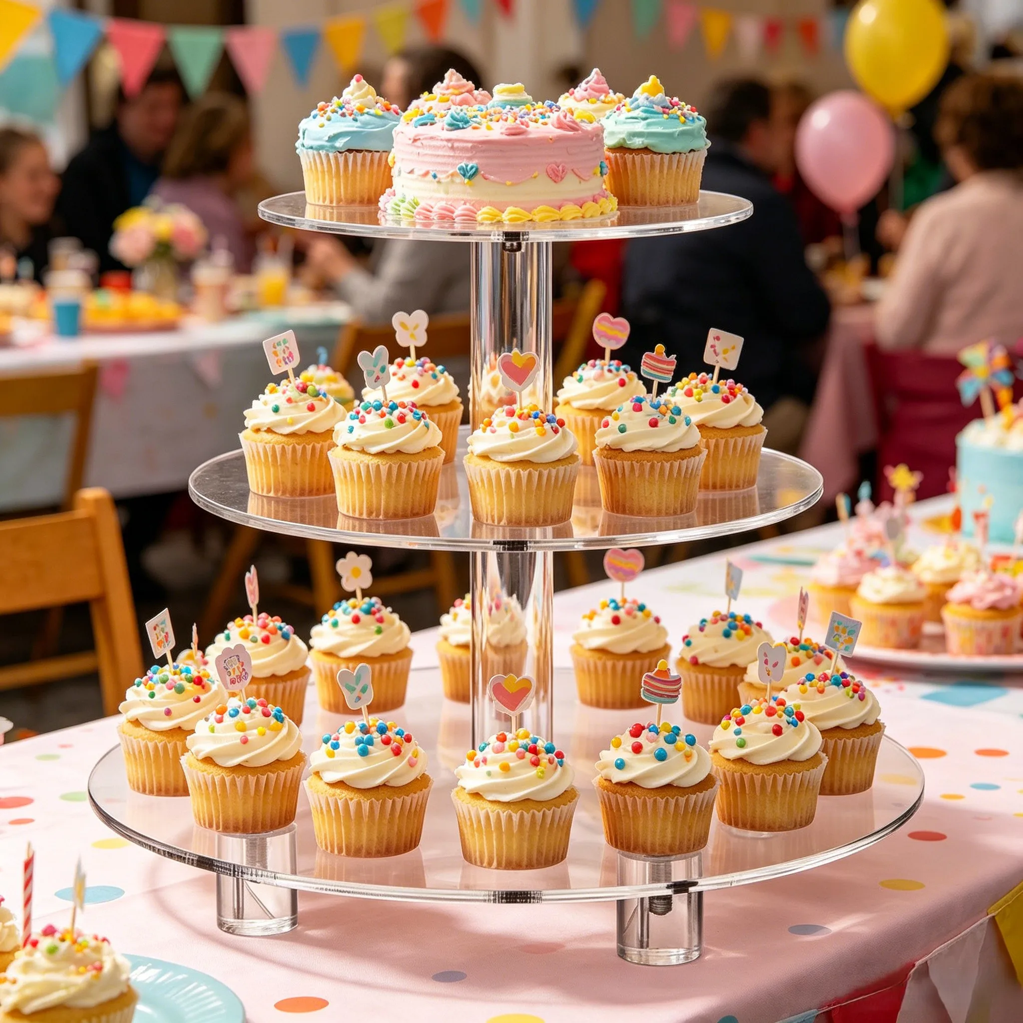 3 Tier Stand for Cupcake Presentation at For Weddings Showers and Seasonal Gatherings with Optimized Vertical Space