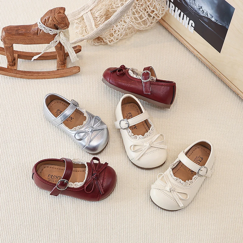 Frühlings- und Herbstschuhe für Kleinkinder, Mädchen, mit Spitzenbesatz, Schleife, Mary-Jane-Schuhe, Schnalle, rutschfeste, weiche Sohle für den täglichen Gebrauch, Schule, Freizeit, Outdoor – Detail 3
