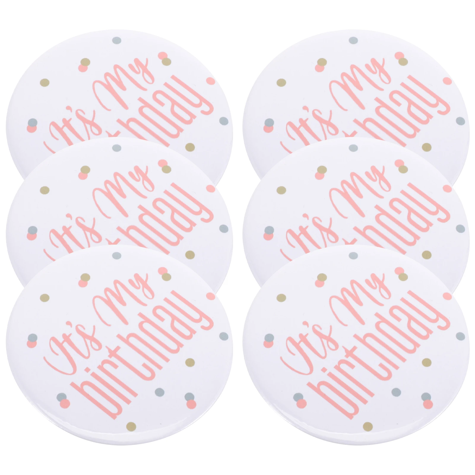 

6 Pcs Badge Brooch Pin for Party Women Girl Decorative Metal Iron Pins Metal Pin For Birthday Happy Birthday Gifts