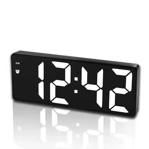 LED Digital Alarm Clock Portable Travel Clock for Bedroom Office Kitchen Easy to Read Home Decor Battery Mains Powered
