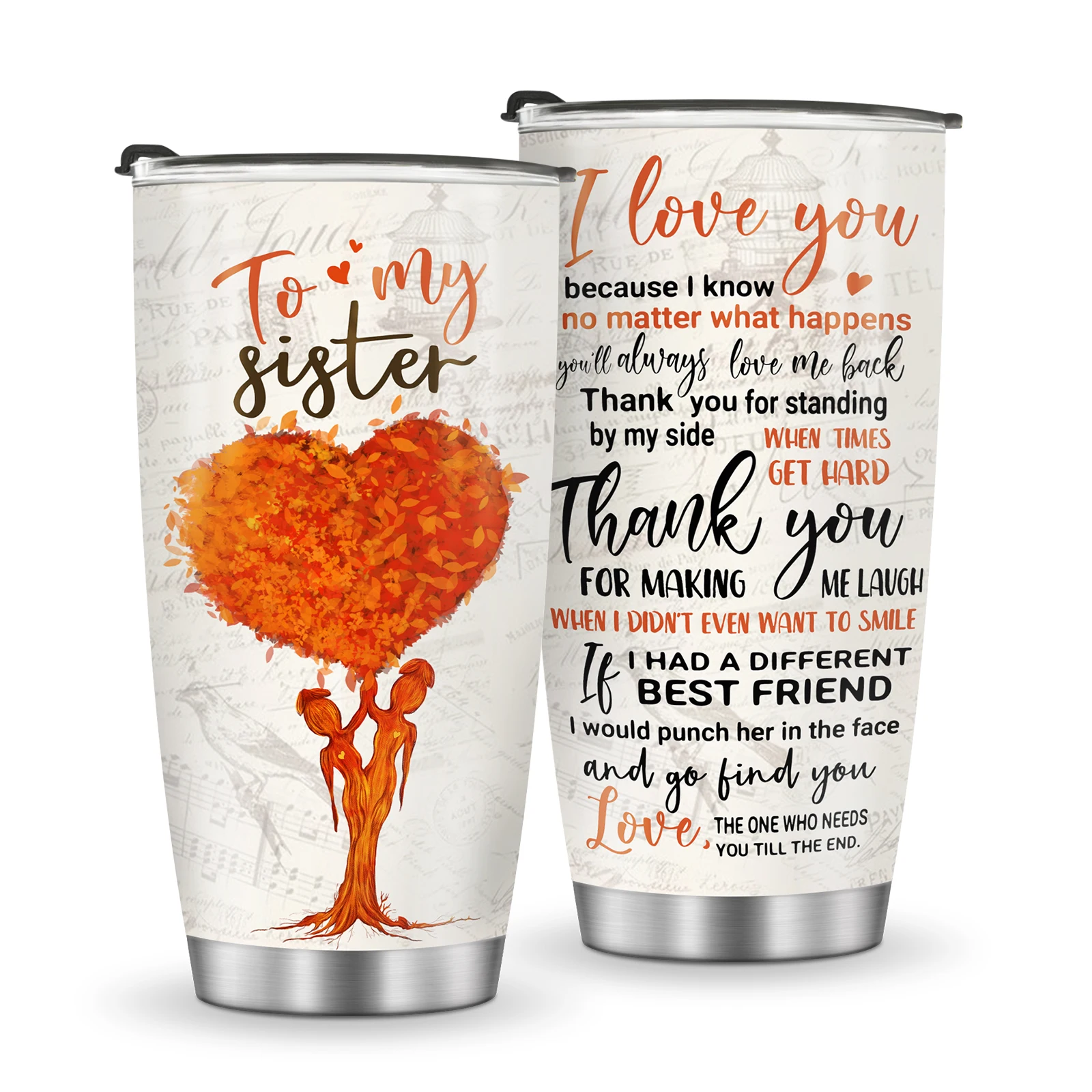 

1pc 20oz Sister Coffee Mug Gifts From Sisters Coffee Tumbler Mug, Gift for Friend Women Sister for Birthday Christmas