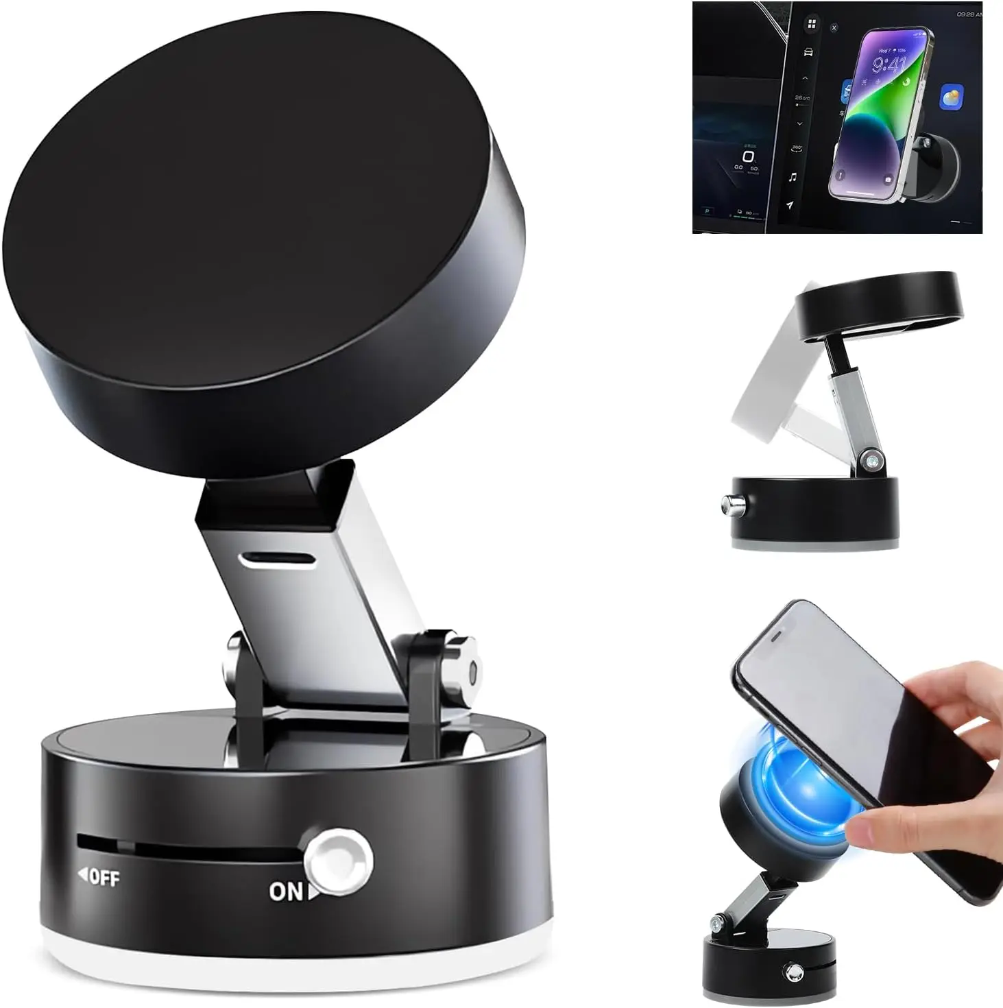 

Magnetic Phone Holder, 2025 New Vacuum Suction & Double-Sided Adsorption, Foldable Portable Adjustable for All Smartphones, Car