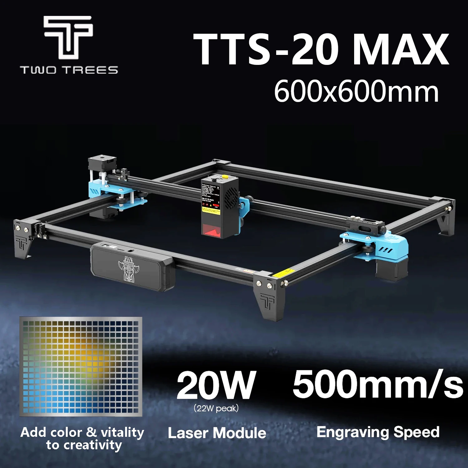 

Twotrees TTS-20 Max Металлический лазерный гравировальный станок 600x600 мм Станок для лазерной резки рабочей зоны для резки МДФ, акриловой кожи, дерева