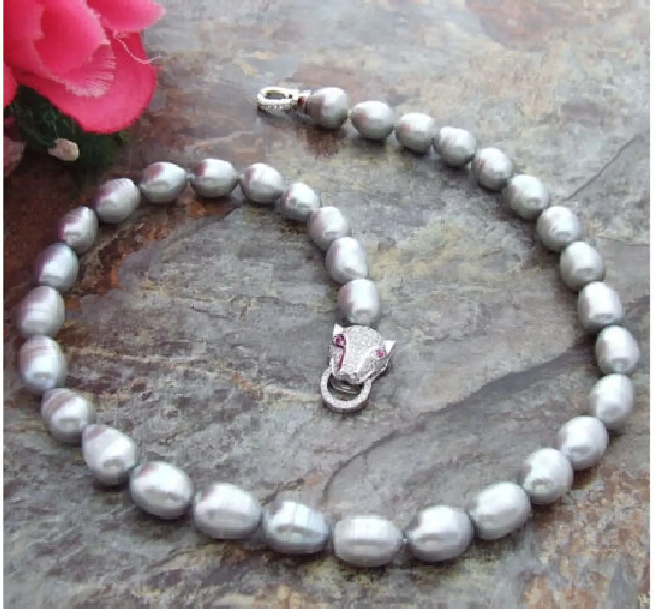 

STUNNING 11-12MM SOUTH SEA SILVER GREY PEARL NECKLACE 18 INCH