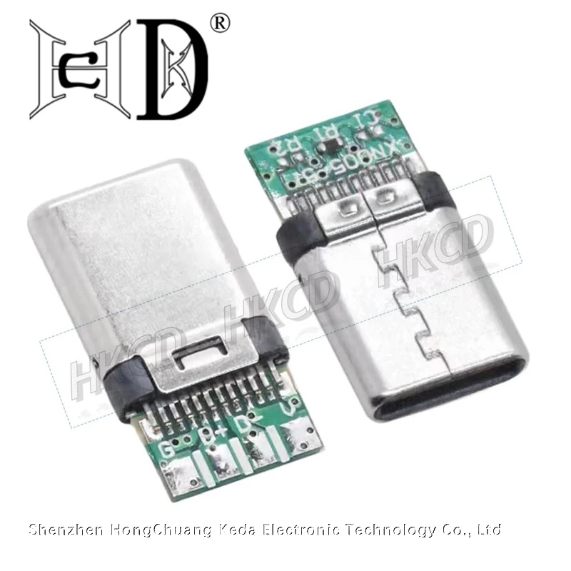 2pcs 24Pin USB3.1 Type-C Male Plug With PCB Breakout Board Reversible Insert OTG Compatible Soldering Connector For Cable DIY