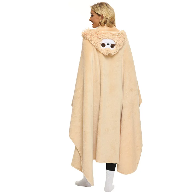 New Style Animal Sloth Cloak Cartoon Animal Blanket Cosplay Costume Hooded flannel blanket  Sloth