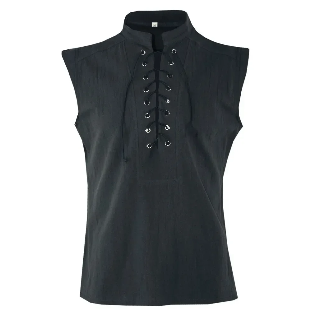 

Halloween Medieval Renaissance Warrior Outfit Men Sleeveless Shirt Loose Waistcoat Robe