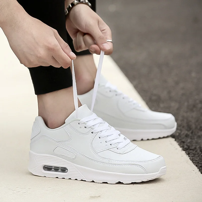White Sneakers Light Casual Shoe Platform Tennis Shoes Couple PU Air Cushion Sports Shoes Walking Shoes