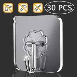 30 Pcs Hooks Transparent Strong Self Adhesive Door Wall Hangers Hooks Suction Heavy Load Rack Cup Sucker For Kitchen Bathroom