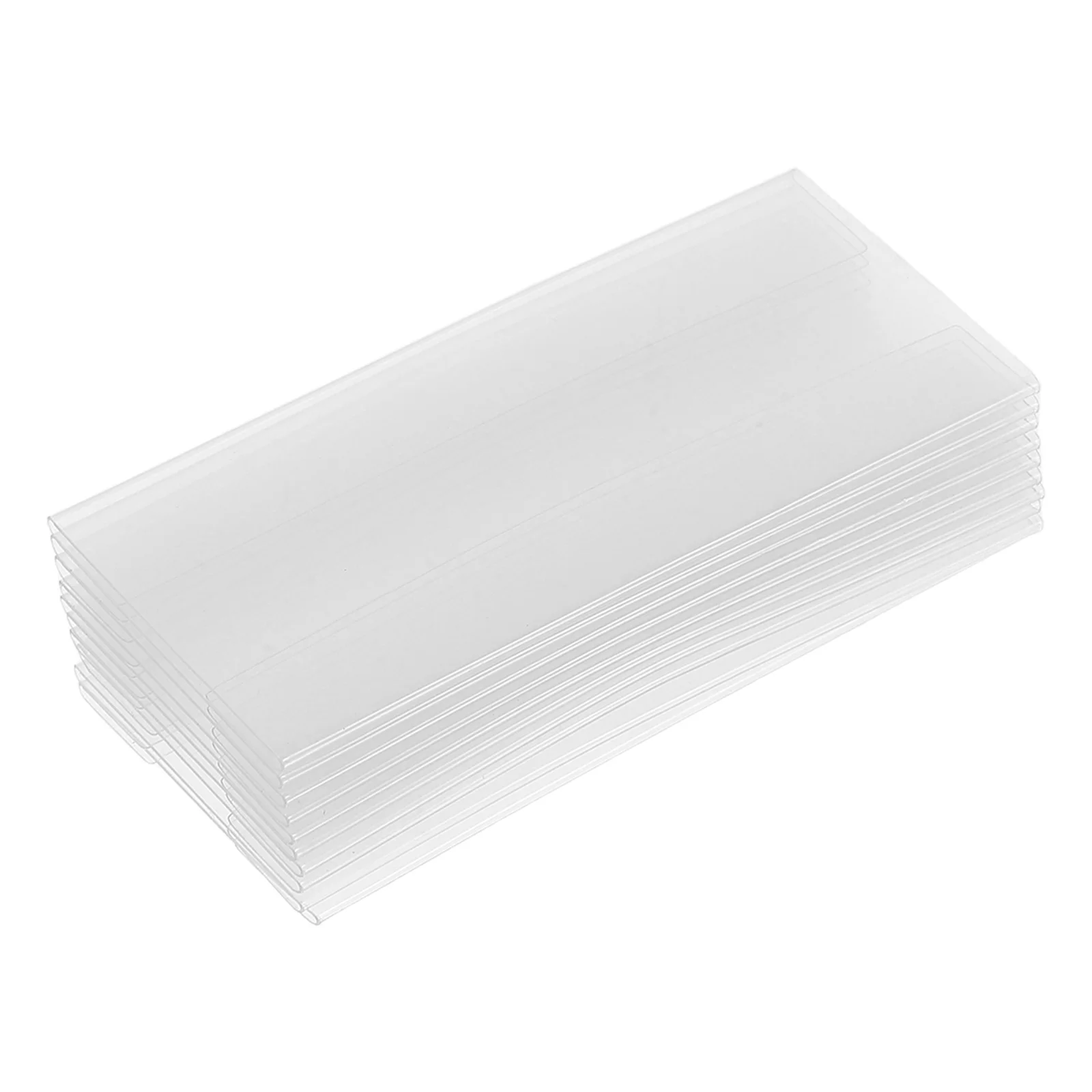 

10pcs Pvc Card Sleeves Index Label Wire Shelf Tag Covers Adjustable Transparent Sign Holders Durable Reusable Blank Name Storage