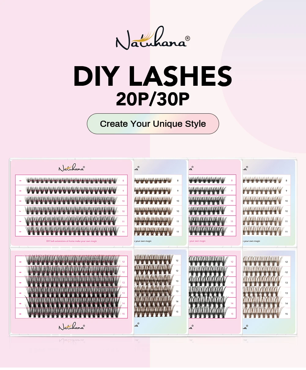 NATUHANA 10D 20D 30D 40D Cluster Wimpern DIY Nerz Einzelne Wimpern Vorgefertigte Volumen Fan Faux Cils für Make-up-Tools – Detail 4