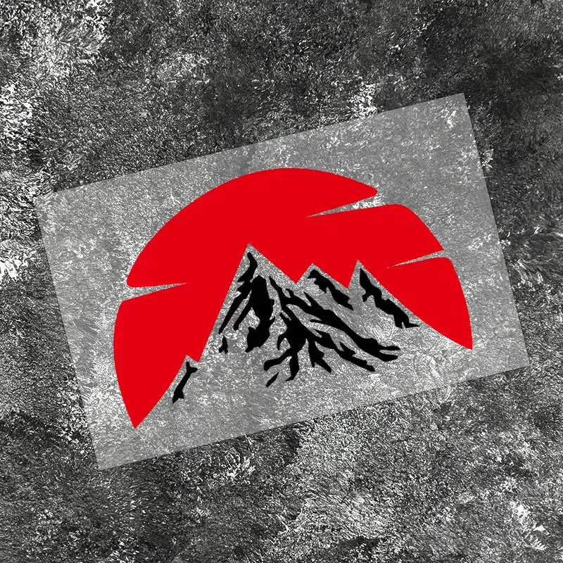 1PC「アウトドア愛好家向けカーステッカー、山の夕日デザインデカール、愛好家向けの個性的なアクセサリー、スタイリッシュな車の装飾」