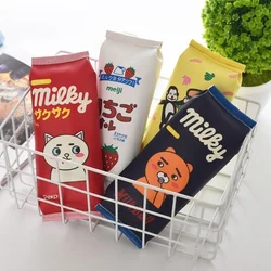 Fun Simulation Of Milk Cartons Pen Bag Student Stationery Pencil Case Pouch Stationary Office School Supplies Makeup bag