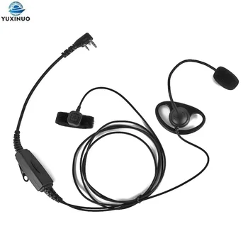 2-pins D-vorm oorhaak tactische headset met vinger PTT-microfoon oortelefoon voor Kenwood BaoFeng UV-5R UV-82 BF-888S BF-F8 Walkie Talkie