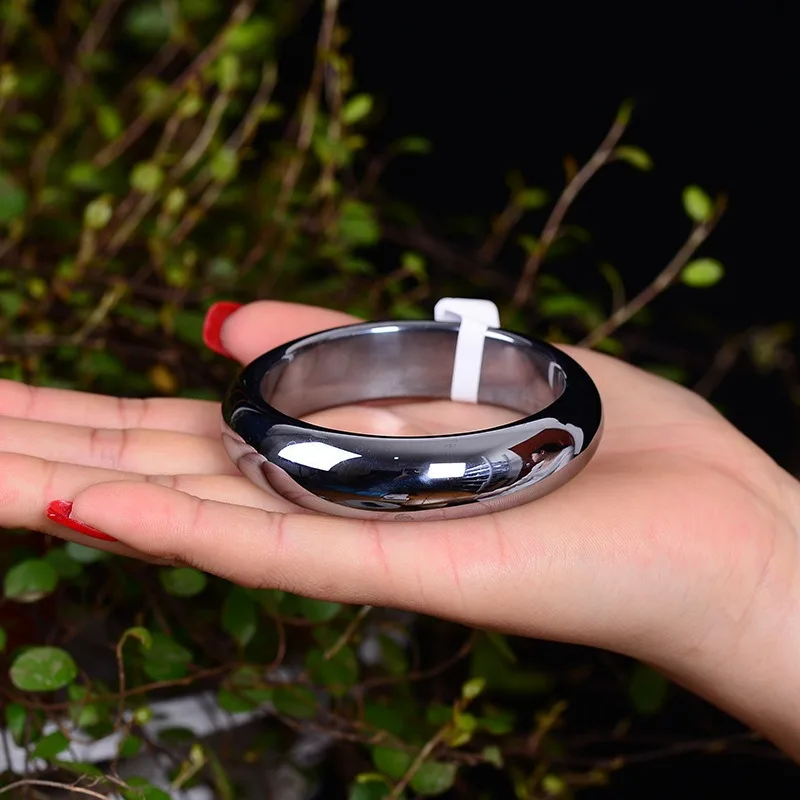 Natural New Terahertz Polysilicon Ore Magnetic Energy Stone Bangle Bracelet Fashion Charm Jewelry Amulet Gifts for Women Luxury